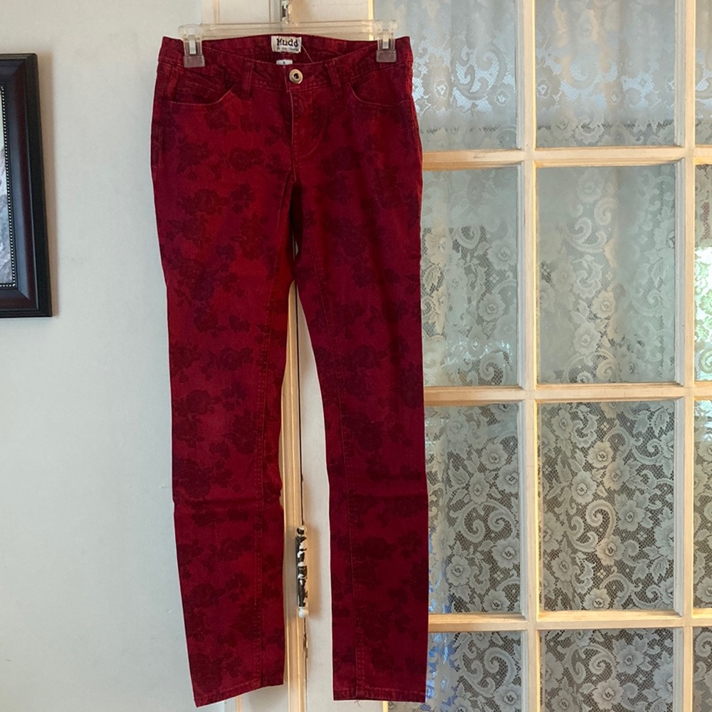 Mudd Red Floral Skinny Jeans